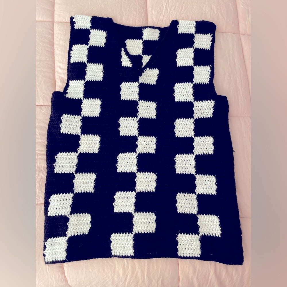 Checkered Crochet Vest
